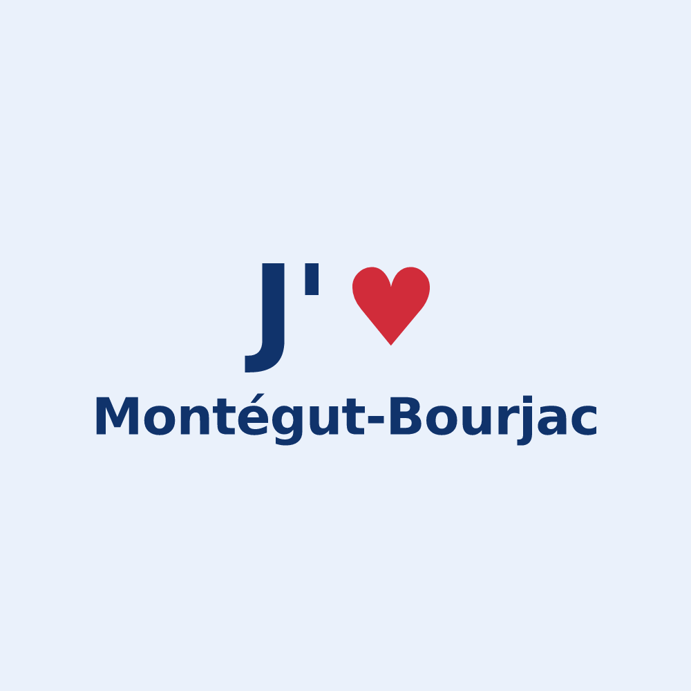 Sticker personnalisé Montégut-Bourjac — design « J'aime Montégut-Bourjac » imprimé sur le sticker