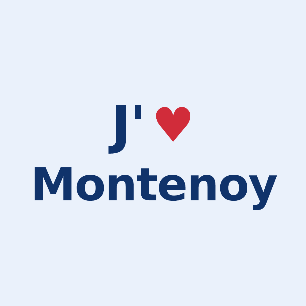 Sticker personnalisé Montenoy — design « J'aime Montenoy » imprimé sur le sticker