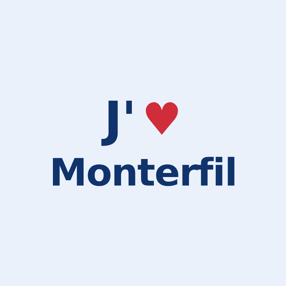 Sticker personnalisé Monterfil — design J'aime Monterfil