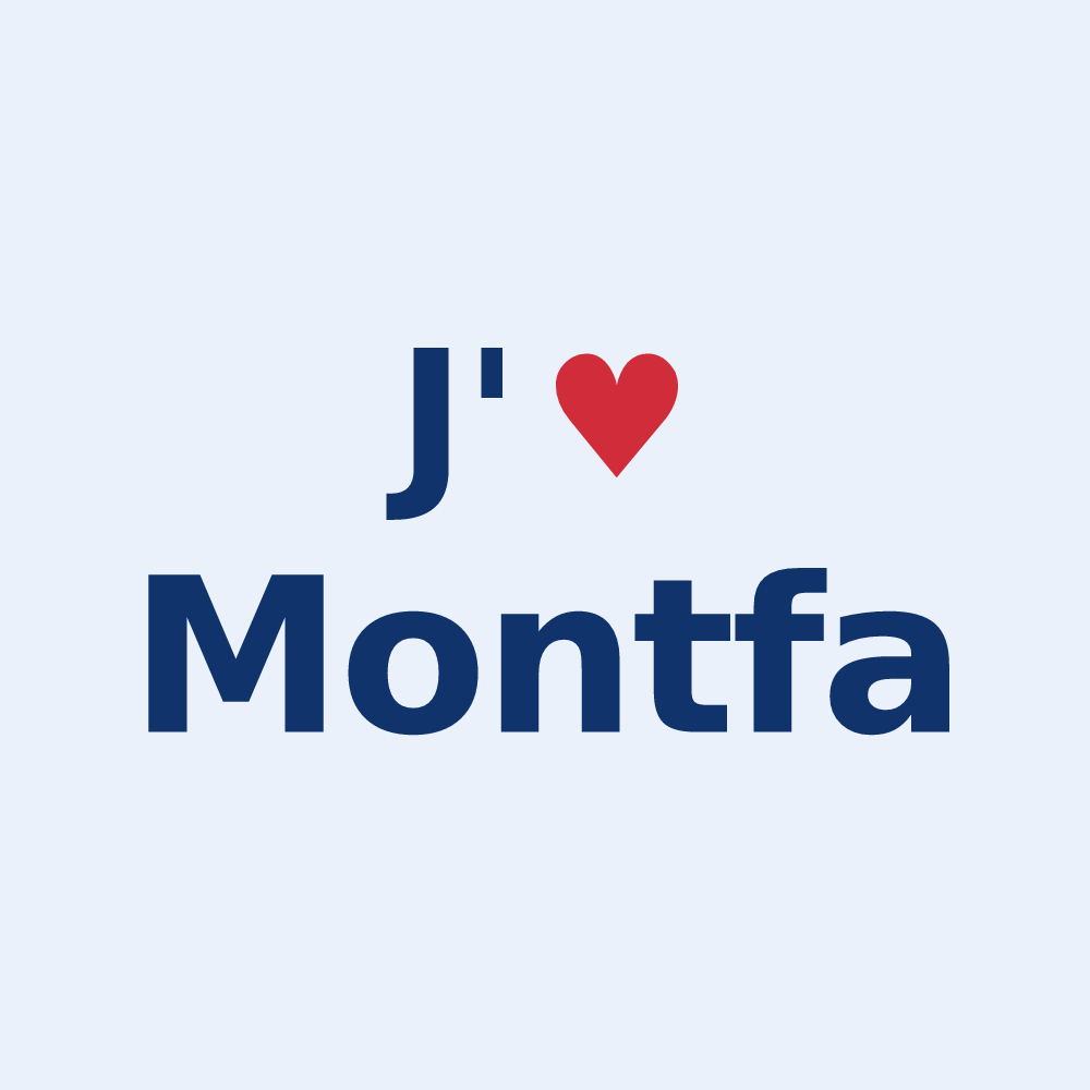 Sticker personnalisé Montfa — design J'aime Montfa