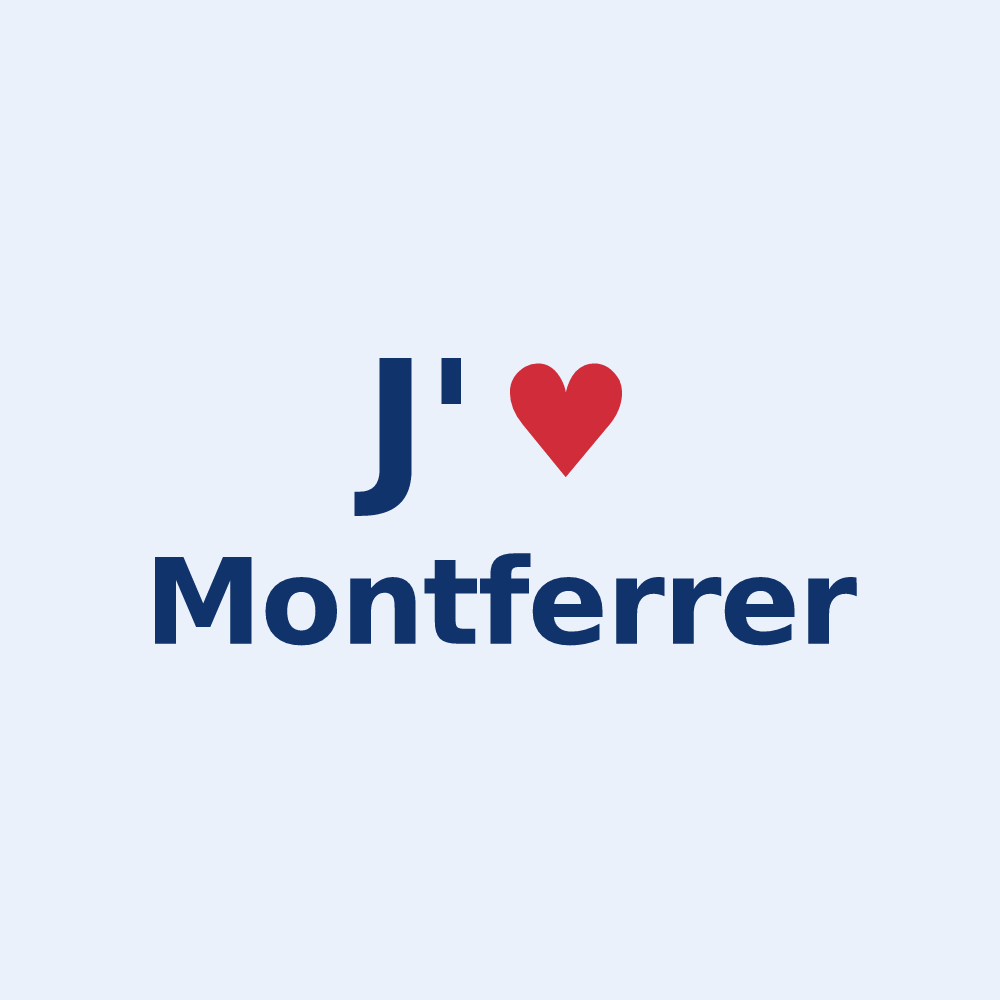 Sticker personnalisé Montferrer — design « J'aime Montferrer » imprimé sur le sticker