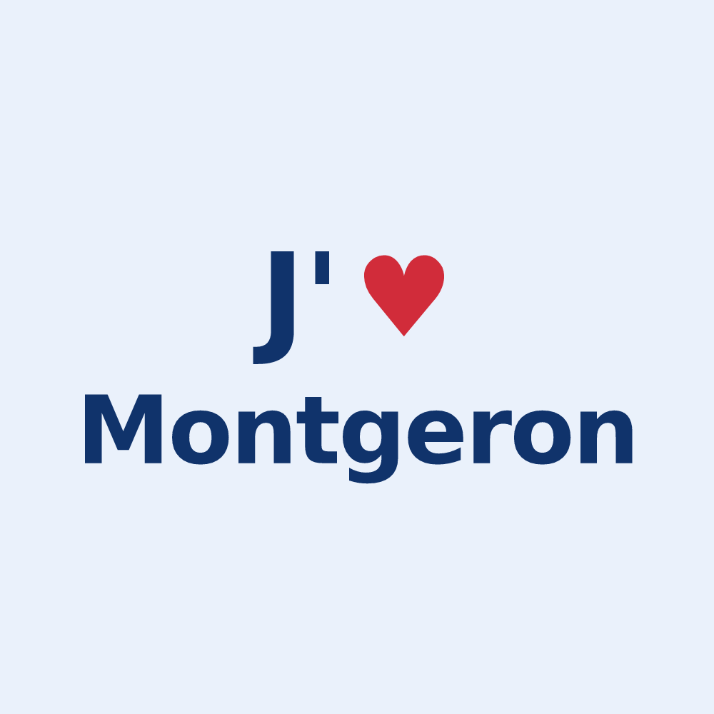 Sticker personnalisé Montgeron — design « J'aime Montgeron » imprimé sur le sticker