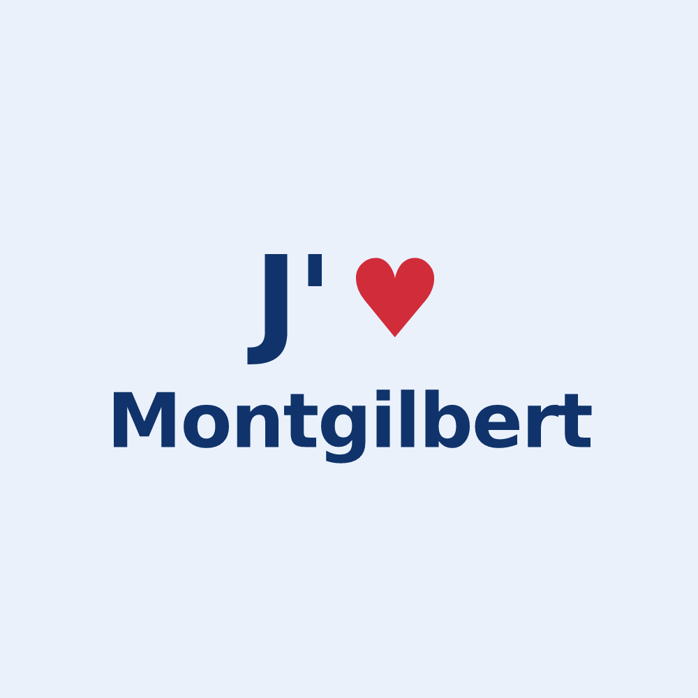 Sticker personnalisé Montgilbert — design J'aime Montgilbert