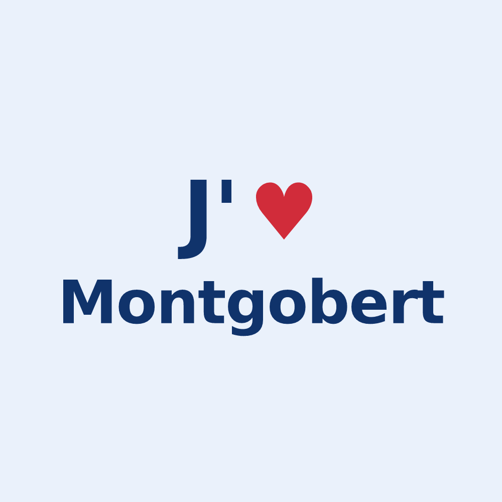 Sticker personnalisé Montgobert — design « J'aime Montgobert » imprimé sur le sticker