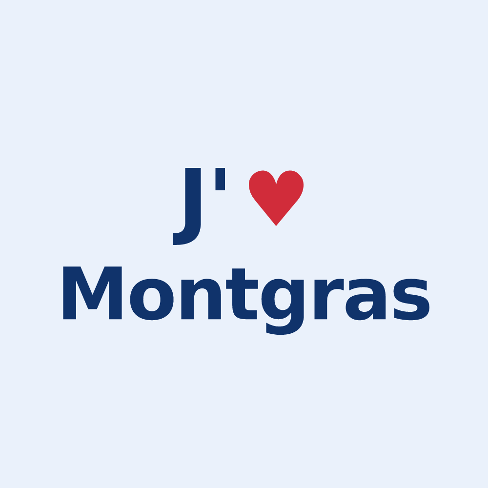 Sticker personnalisé Montgras — design J'aime Montgras