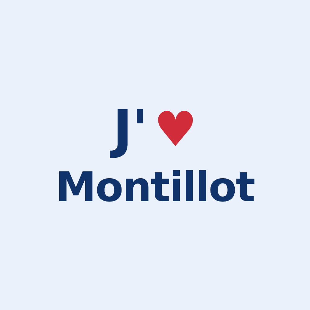 Sticker personnalisé Montillot — design J'aime Montillot