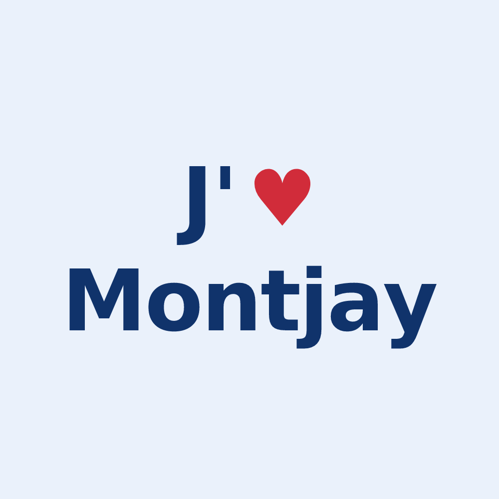 Sticker personnalisé Montjay — design J'aime Montjay