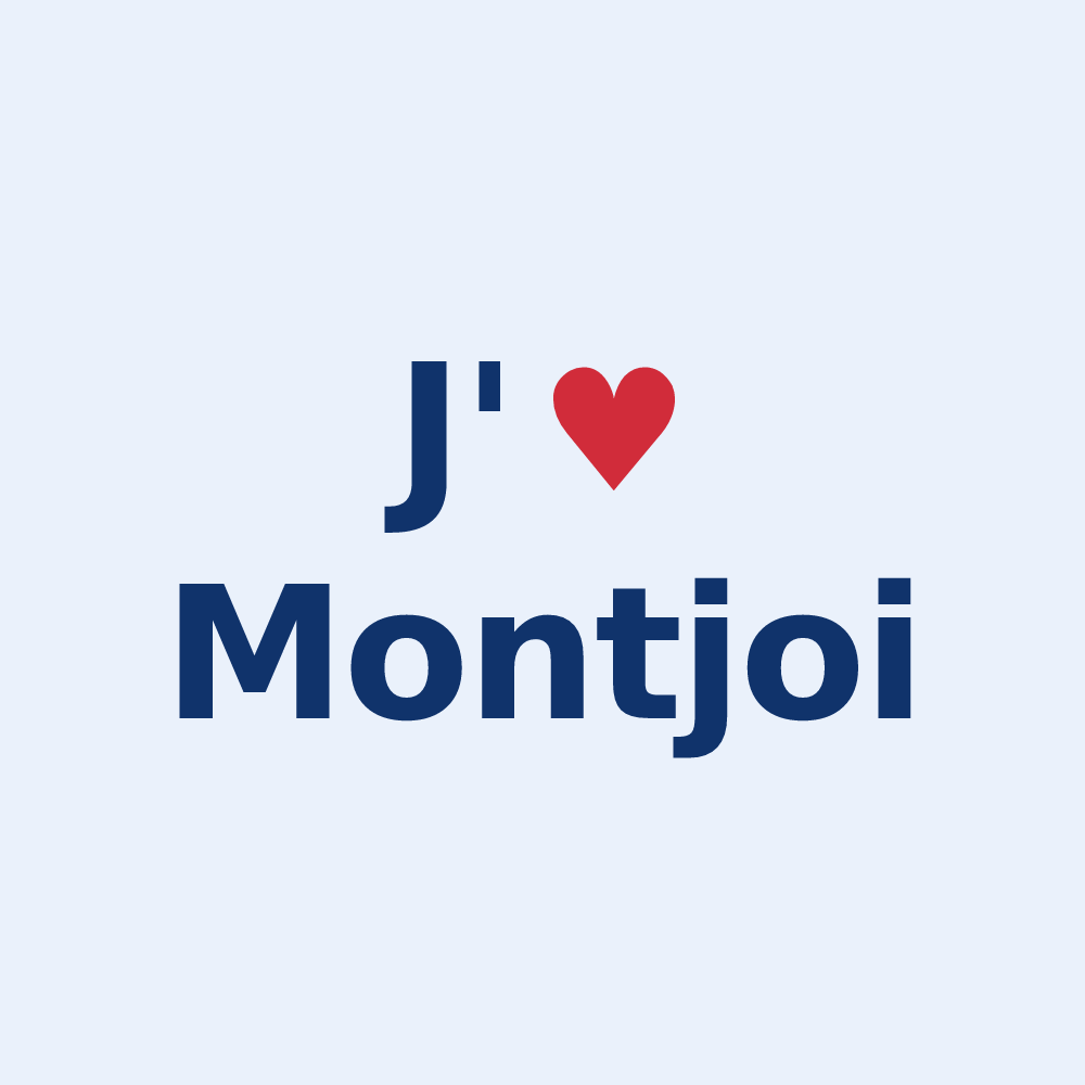 Sticker personnalisé Montjoi — design « J'aime Montjoi » imprimé sur le sticker