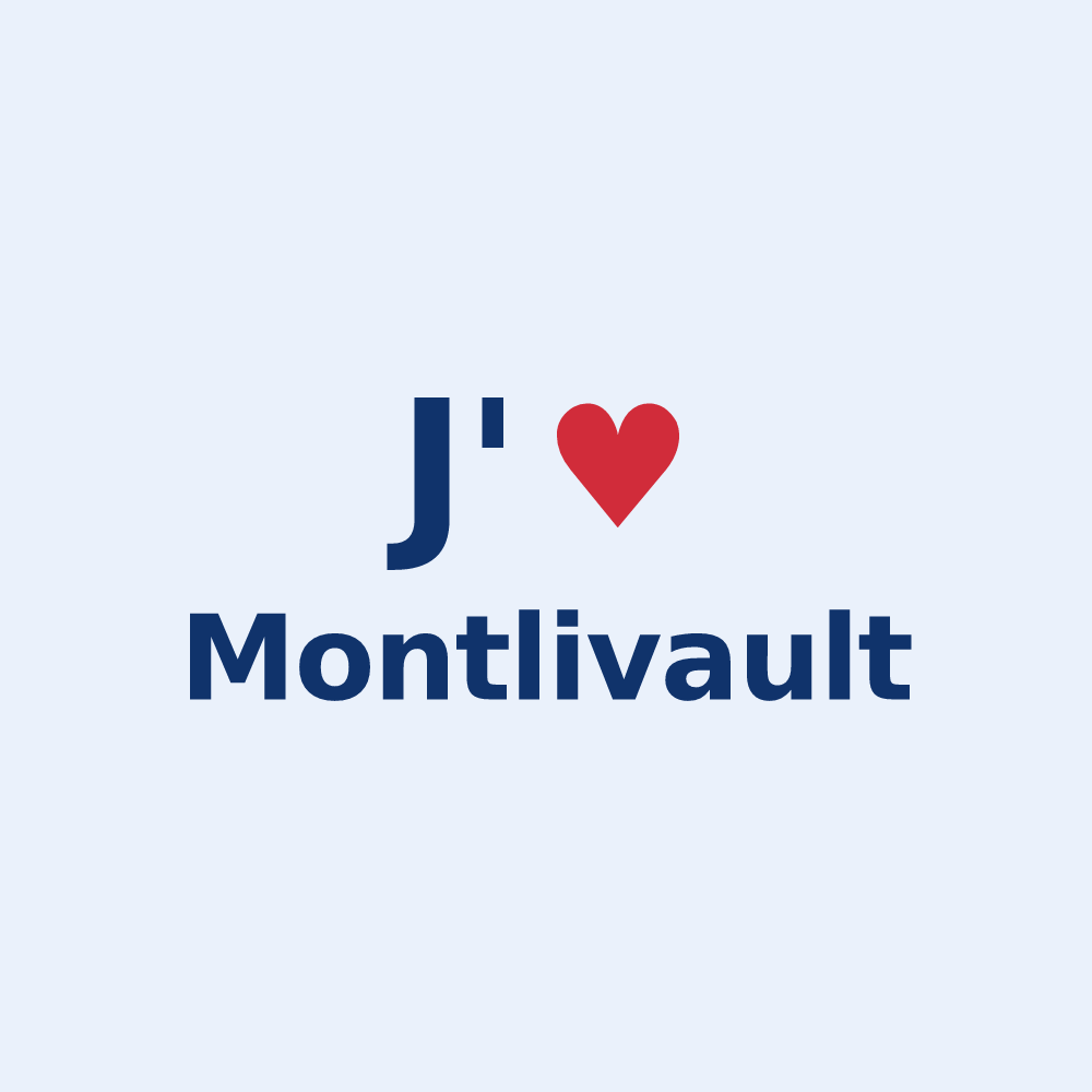 Sticker personnalisé Montlivault — design « J'aime Montlivault » imprimé sur le sticker