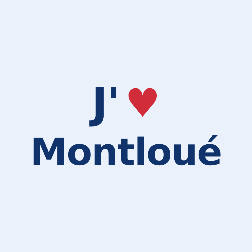 Sticker personnalisé Montloué — design J'aime Montloué