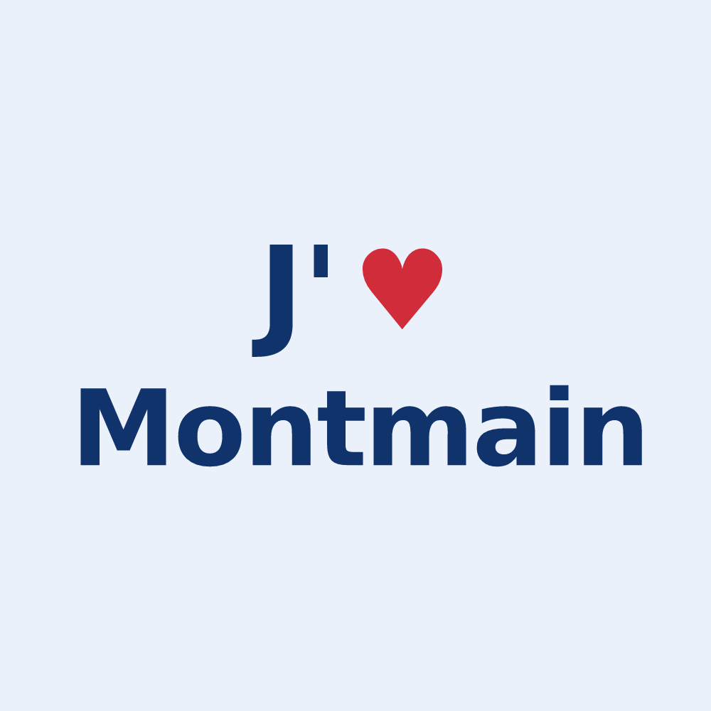 Sticker personnalisé Montmain — design J'aime Montmain