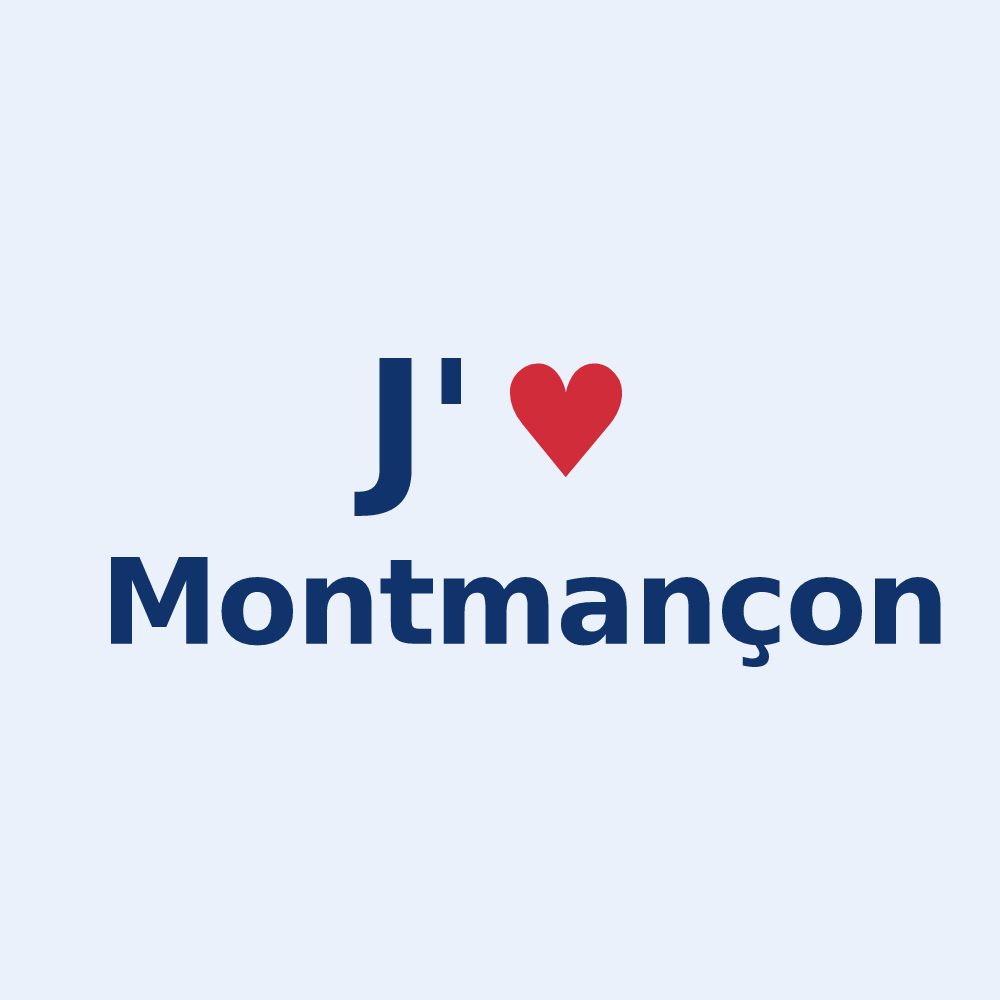 Sticker personnalisé Montmançon — design « J'aime Montmançon » imprimé sur le sticker
