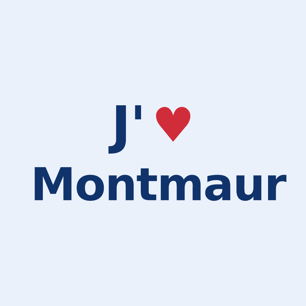 Sticker personnalisé Montmaur — design « J'aime Montmaur » imprimé sur le sticker