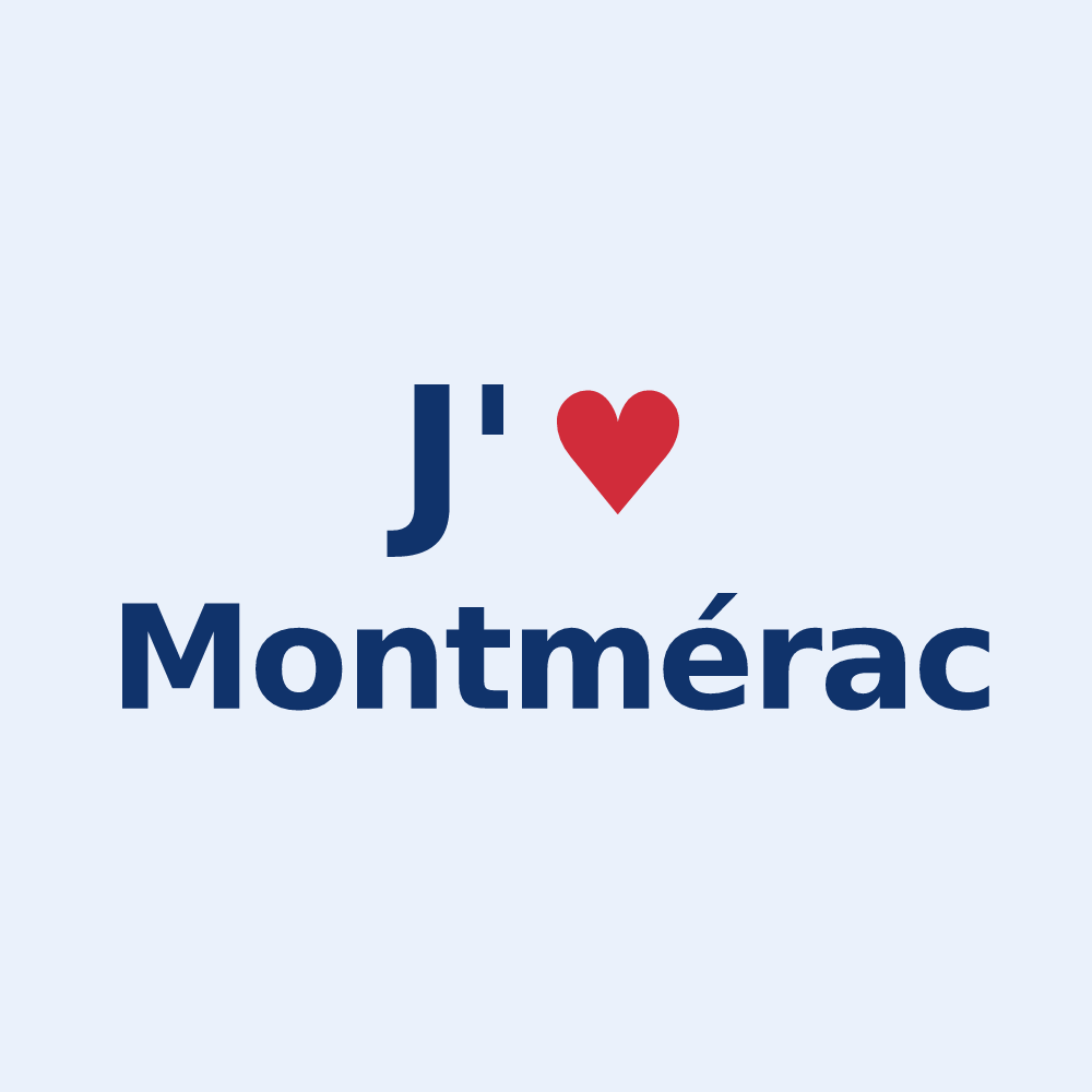 Sticker personnalisé Montmérac — design « J'aime Montmérac » imprimé sur le sticker