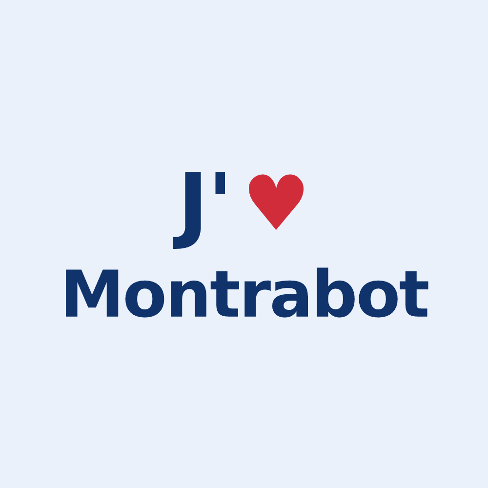 Sticker personnalisé Montrabot — design « J'aime Montrabot » imprimé sur le sticker