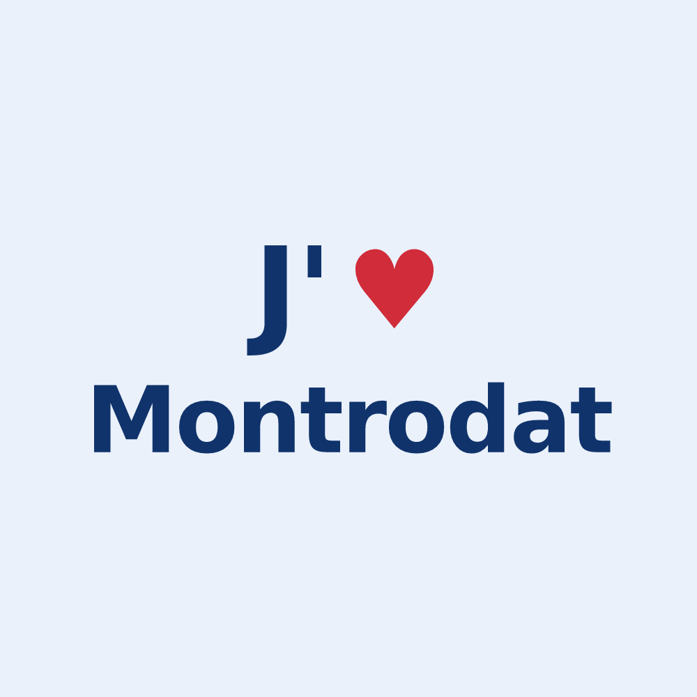 Sticker personnalisé Montrodat — design J'aime Montrodat