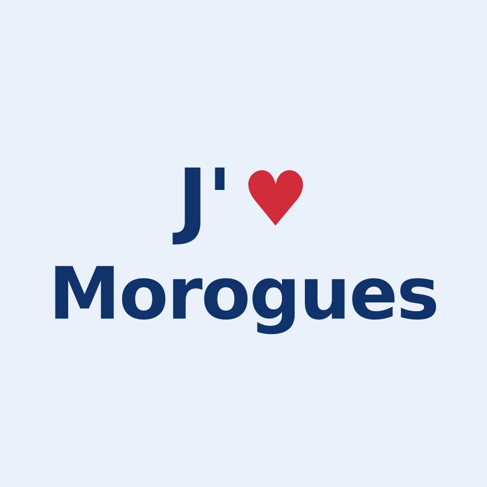 Sticker personnalisé Morogues — design « J'aime Morogues » imprimé sur le sticker