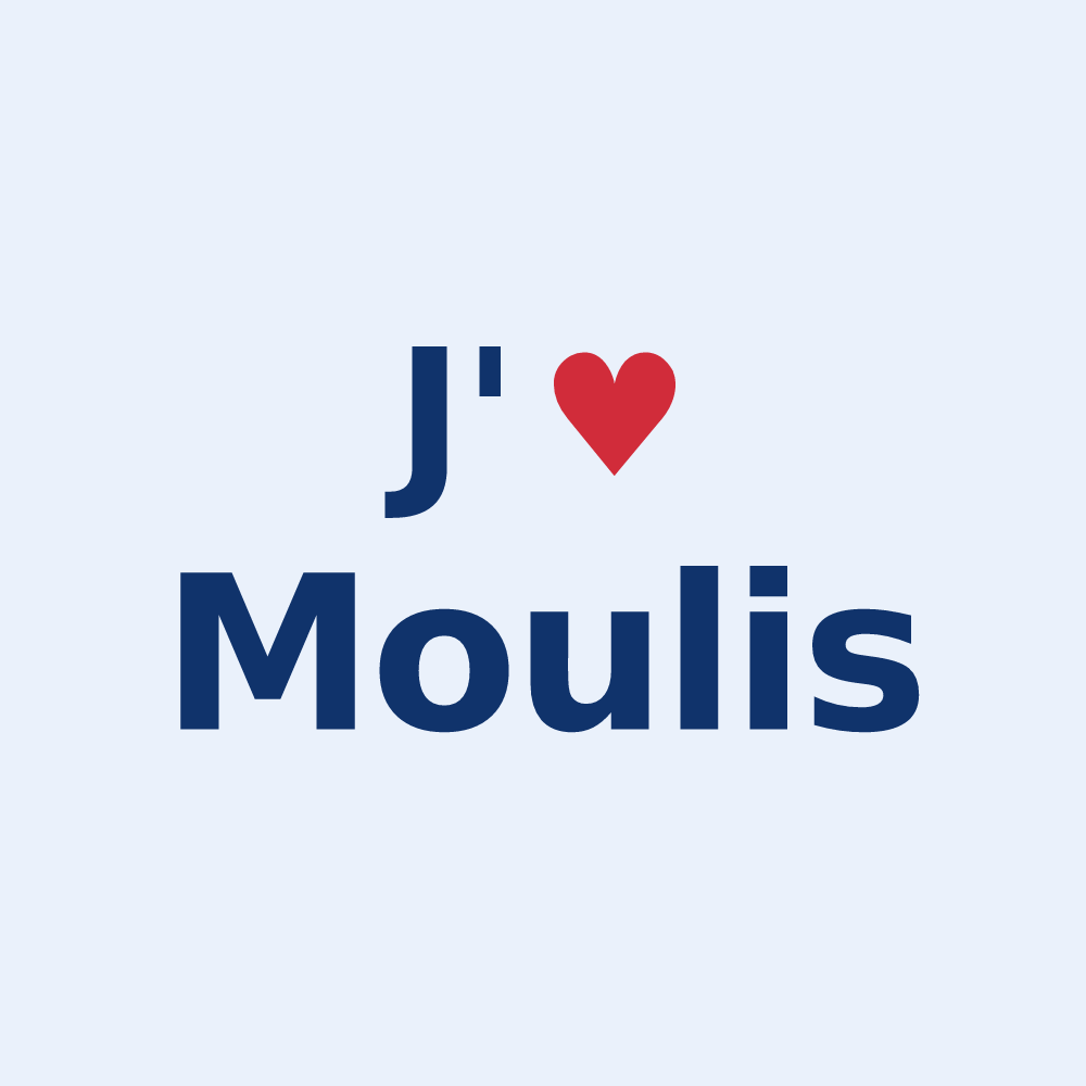 Sticker personnalisé Moulis — design « J'aime Moulis » imprimé sur le sticker