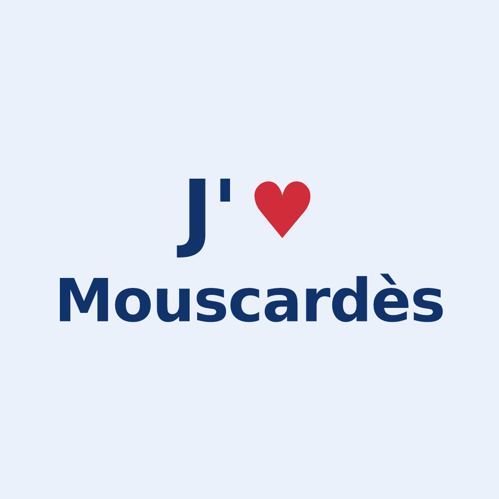 Sticker personnalisé Mouscardès — design J'aime Mouscardès