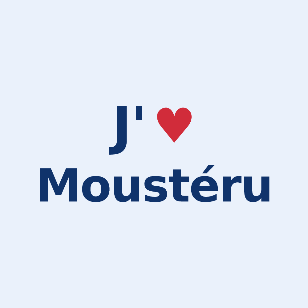 Sticker personnalisé Moustéru — design « J'aime Moustéru » imprimé sur le sticker