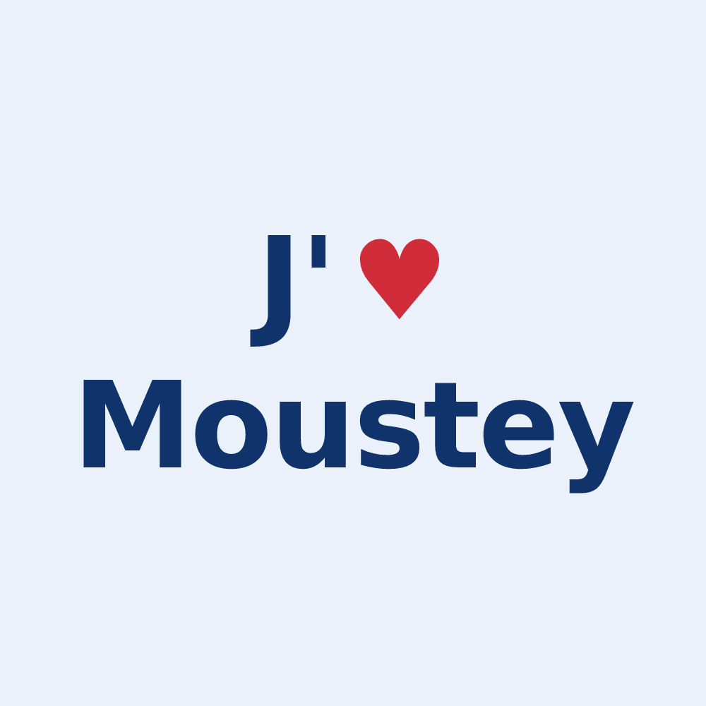 Sticker personnalisé Moustey — design J'aime Moustey