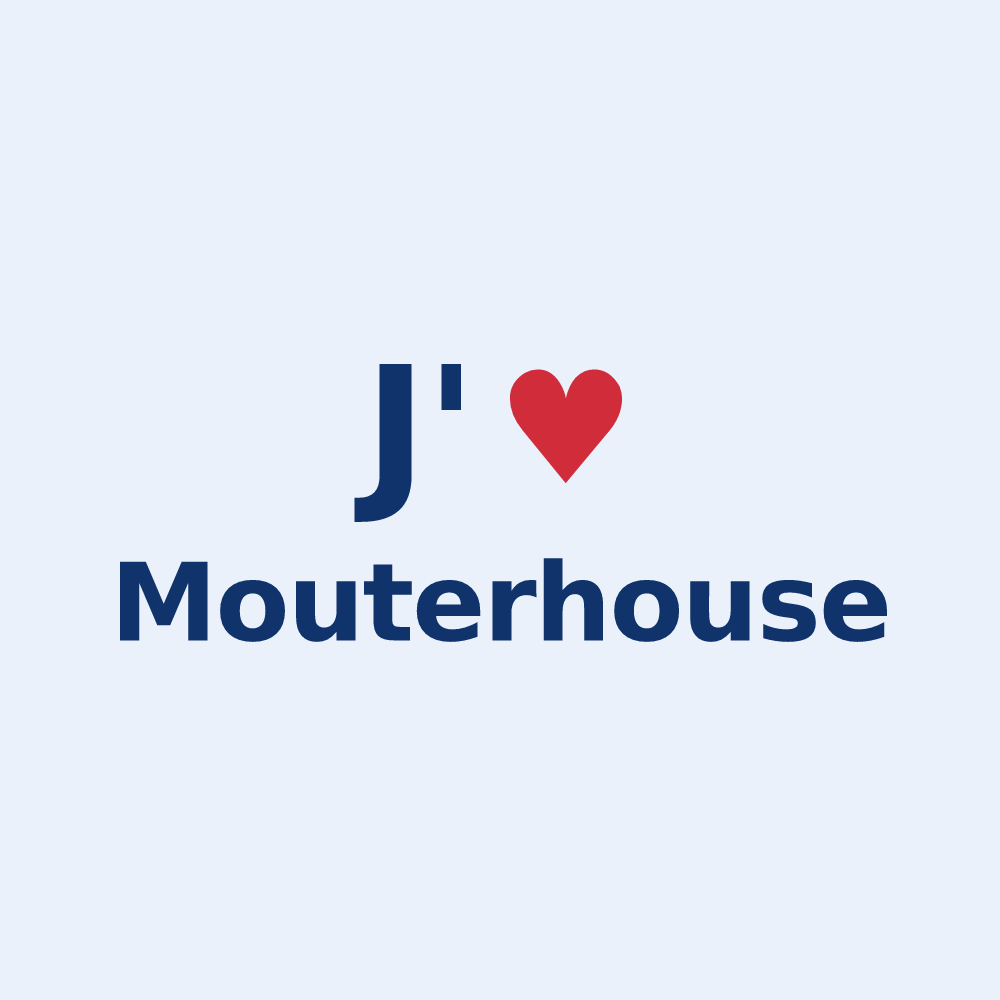 Sticker personnalisé Mouterhouse — design J'aime Mouterhouse