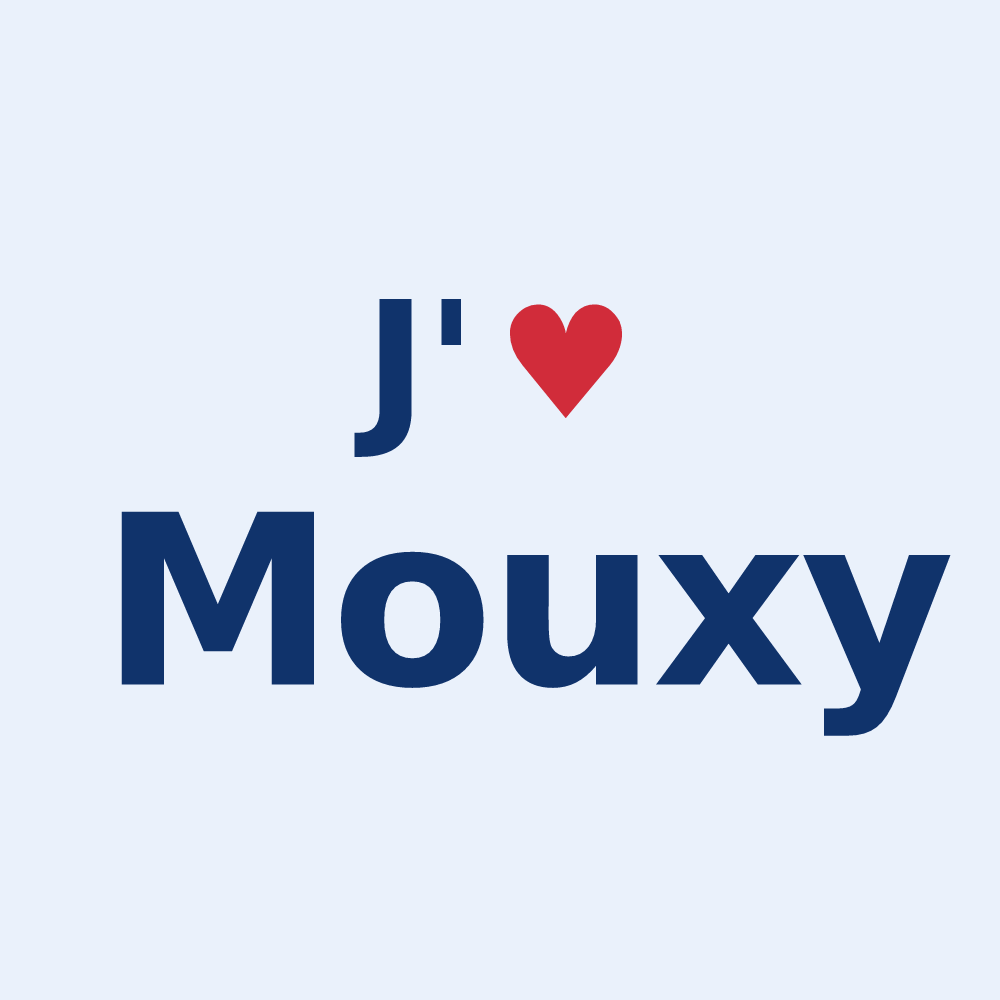Sticker personnalisé Mouxy — design J'aime Mouxy
