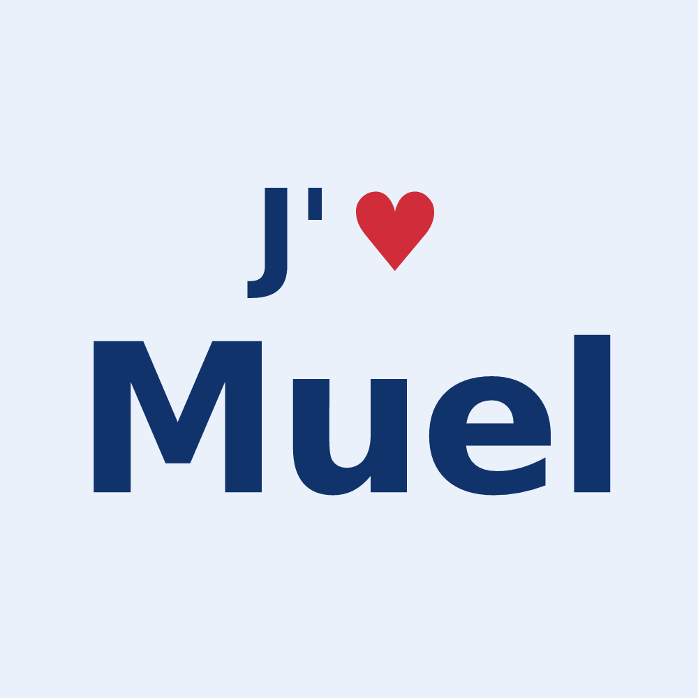 Sticker personnalisé Muel — design J'aime Muel