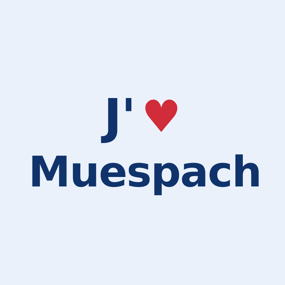 Sticker personnalisé Muespach — design J'aime Muespach