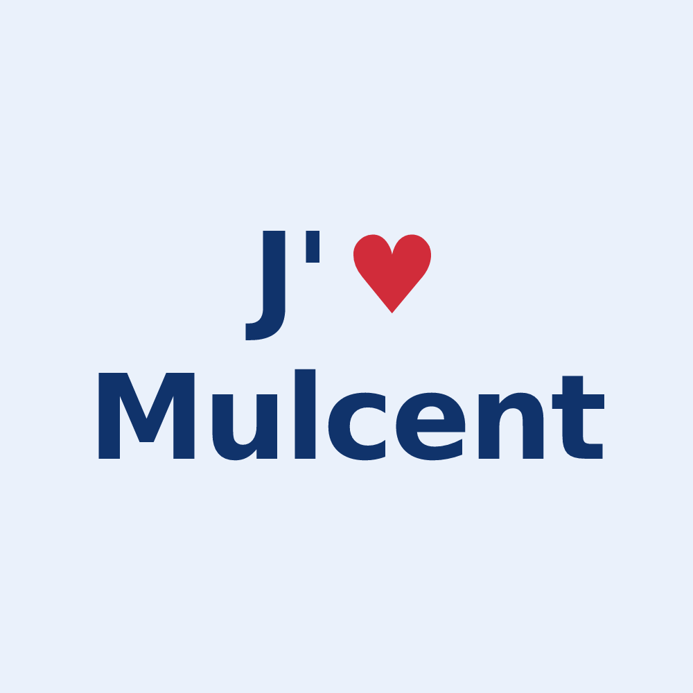 Sticker personnalisé Mulcent — design J'aime Mulcent