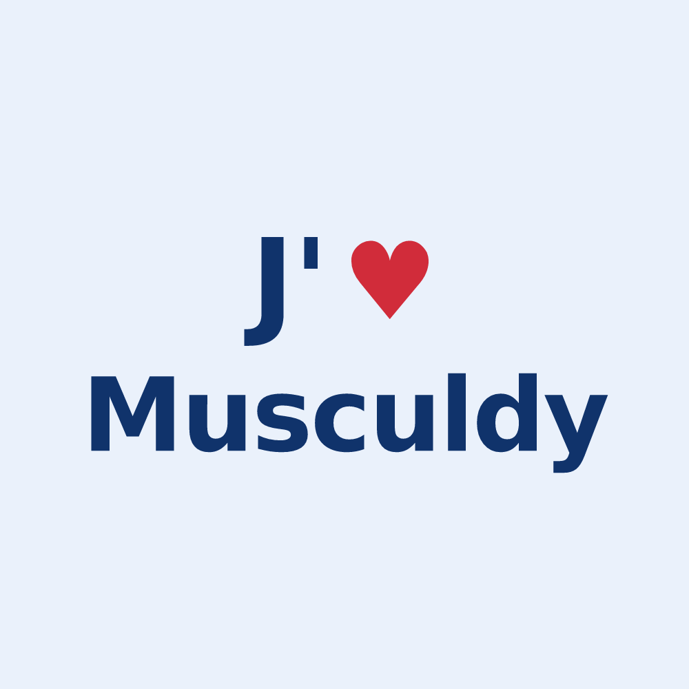 Sticker personnalisé Musculdy — design J'aime Musculdy