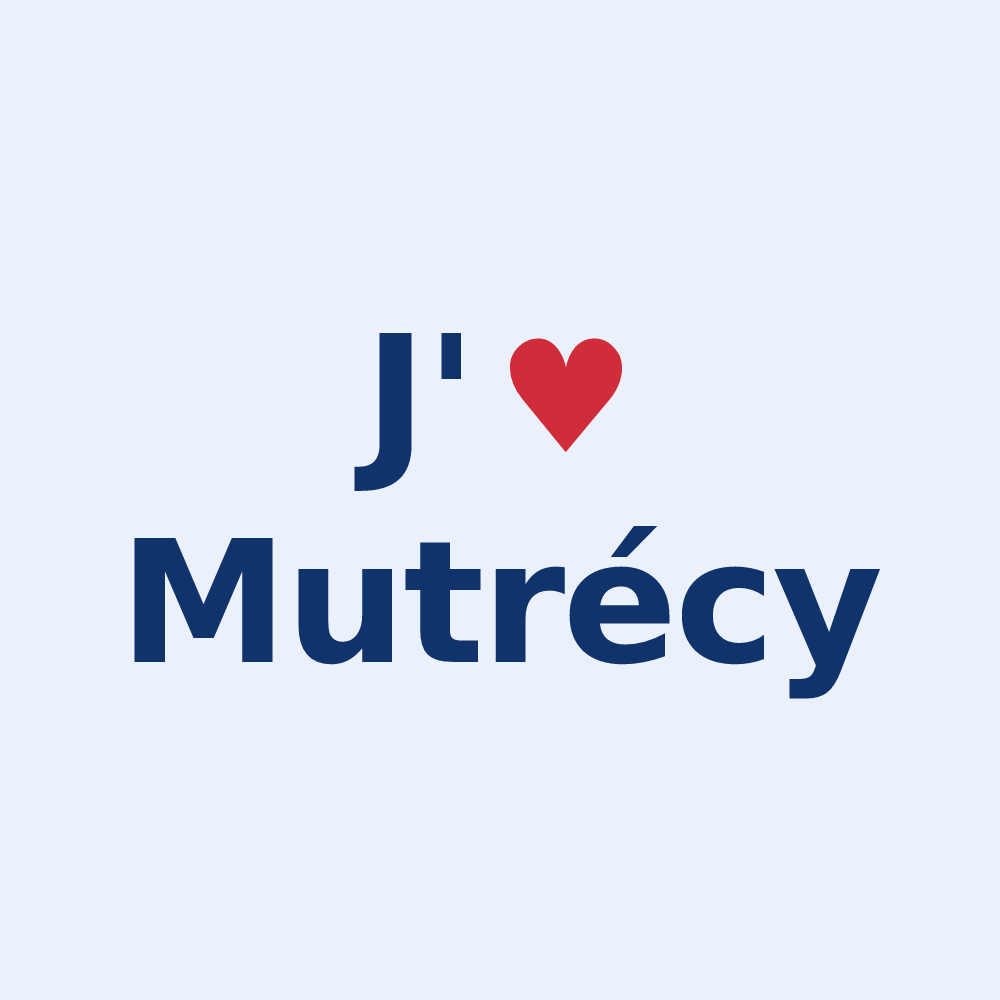 Sticker personnalisé Mutrécy — design « J'aime Mutrécy » imprimé sur le sticker