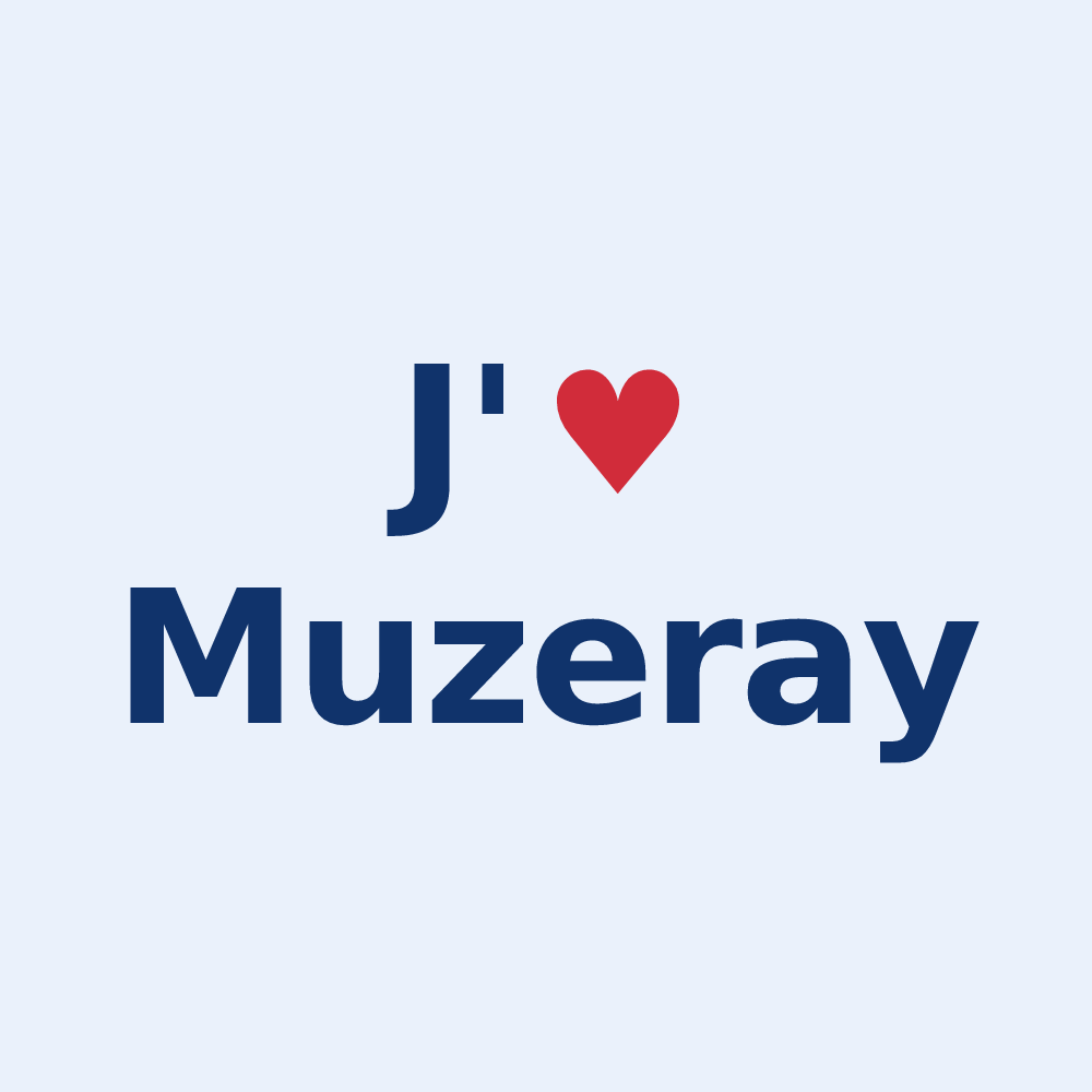 Sticker personnalisé Muzeray — design « J'aime Muzeray » imprimé sur le sticker