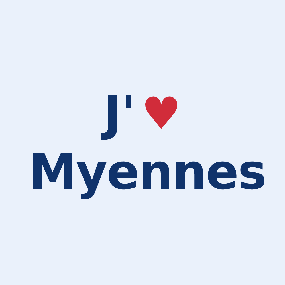 Sticker personnalisé Myennes — design J'aime Myennes