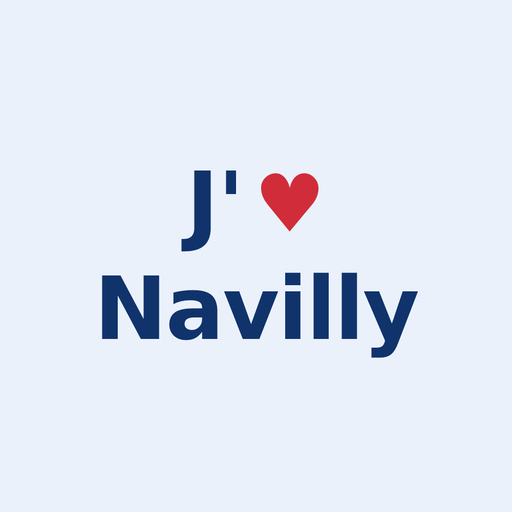 Sticker personnalisé Navilly — design « J'aime Navilly » imprimé sur le sticker
