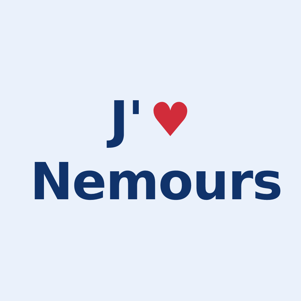 Sticker personnalisé Nemours — design « J'aime Nemours » imprimé sur le sticker