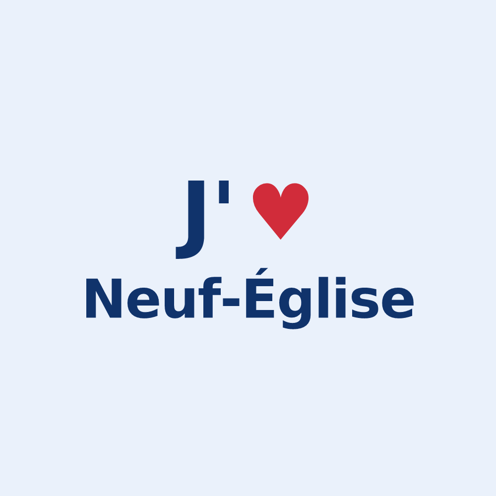 Sticker personnalisé Neuf-Église — design « J'aime Neuf-Église » imprimé sur le sticker