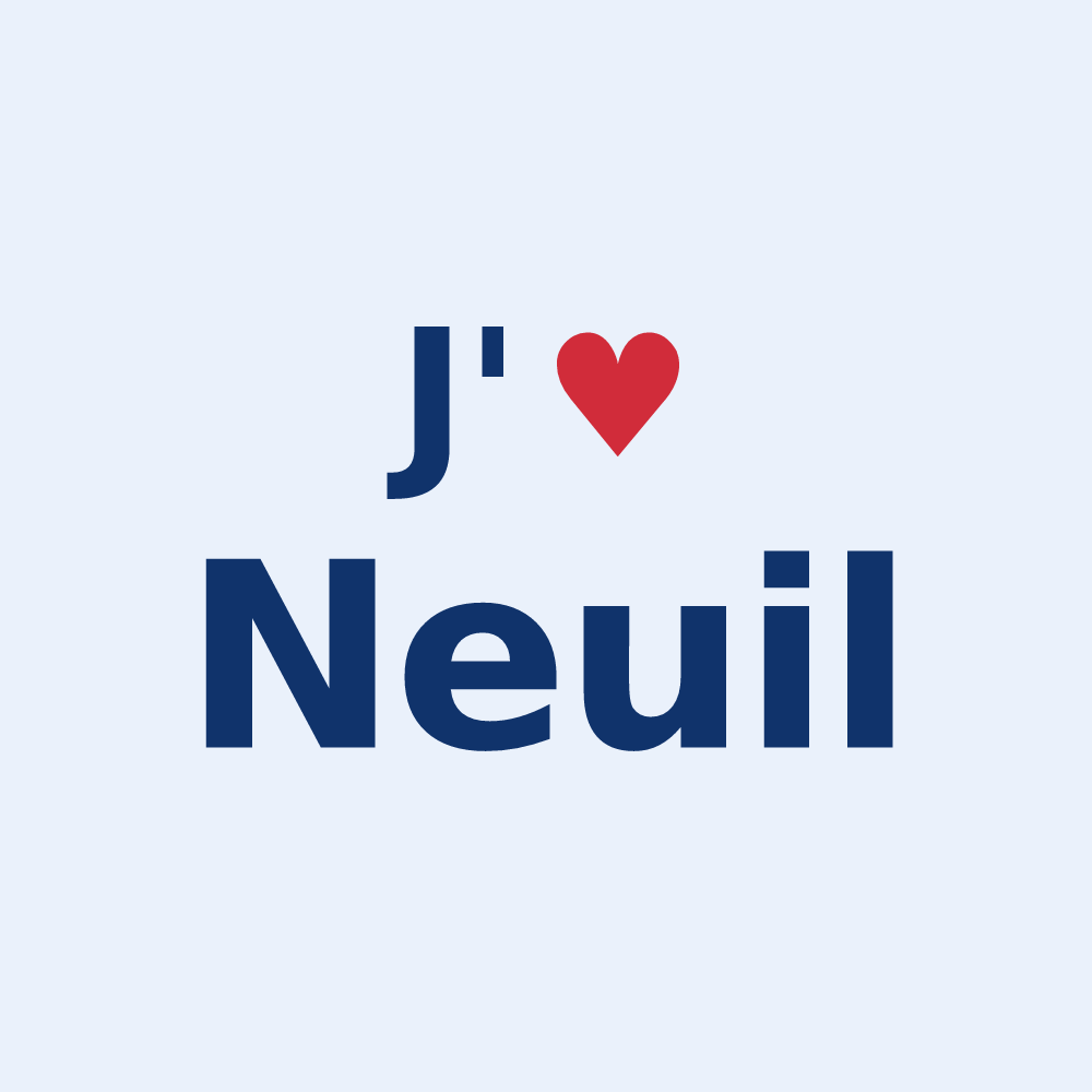 Sticker personnalisé Neuil — design « J'aime Neuil » imprimé sur le sticker
