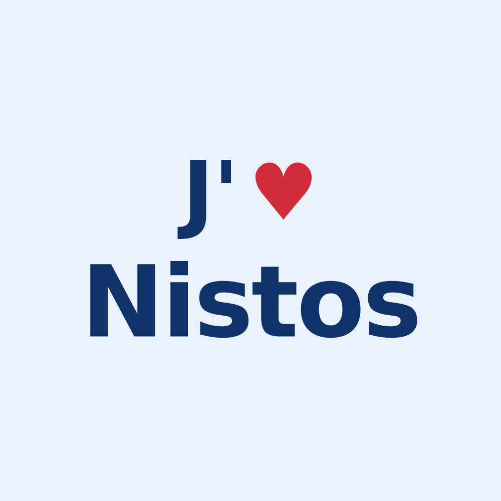 Sticker personnalisé Nistos — design « J'aime Nistos » imprimé sur le sticker