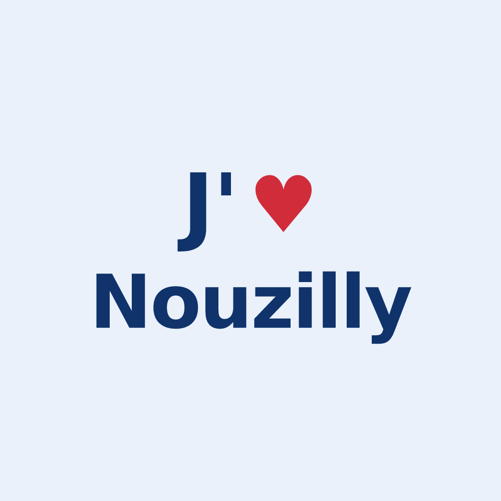 Sticker personnalisé Nouzilly — design « J'aime Nouzilly » imprimé sur le sticker