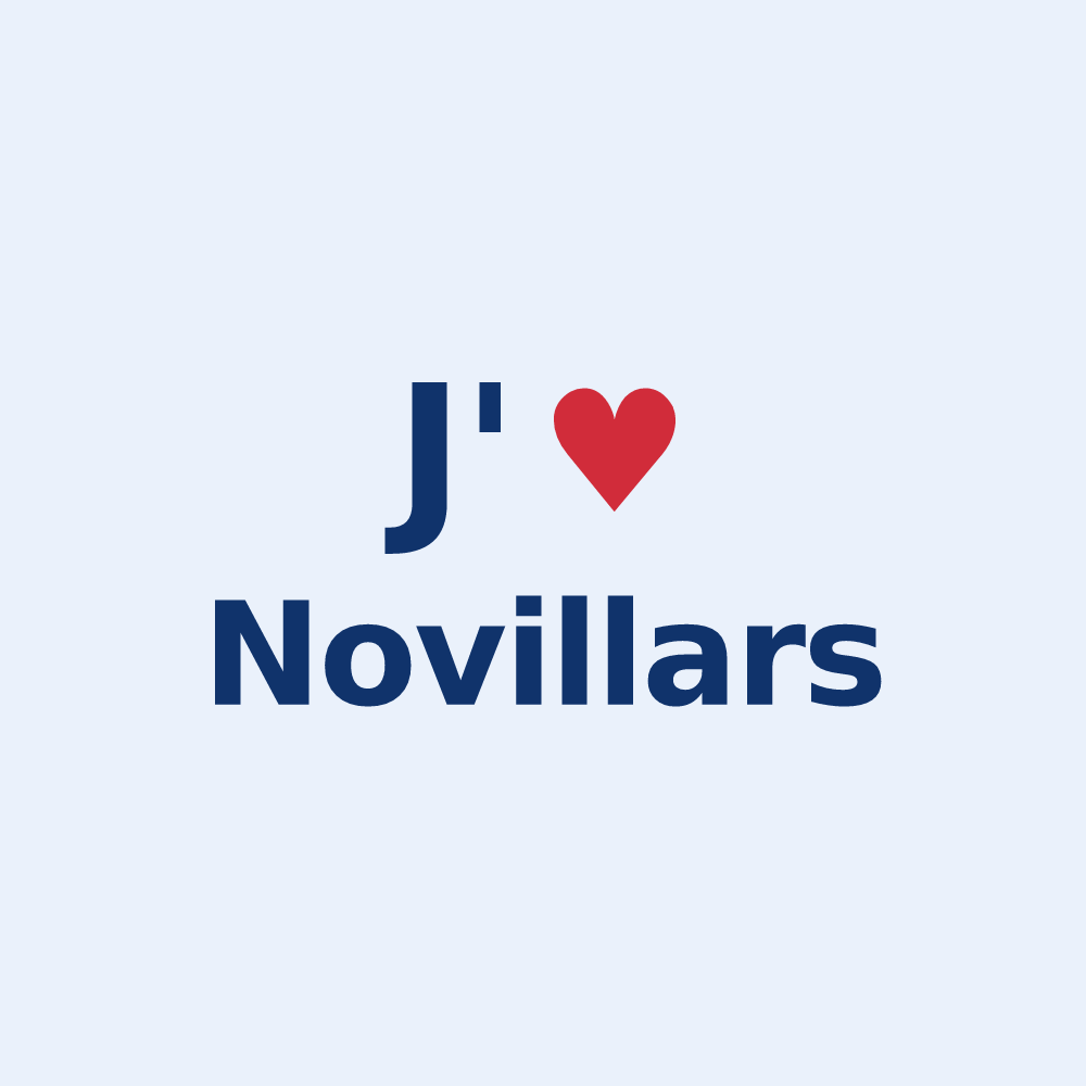Sticker personnalisé Novillars — design J'aime Novillars