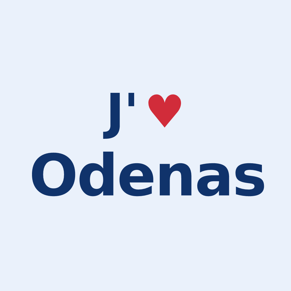 Sticker personnalisé Odenas — design J'aime Odenas