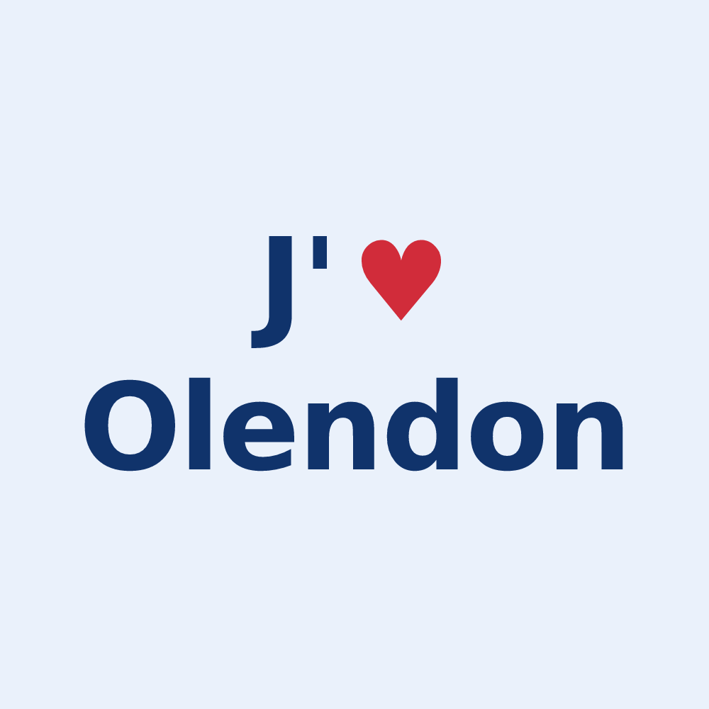 Sticker personnalisé Olendon — design « J'aime Olendon » imprimé sur le sticker
