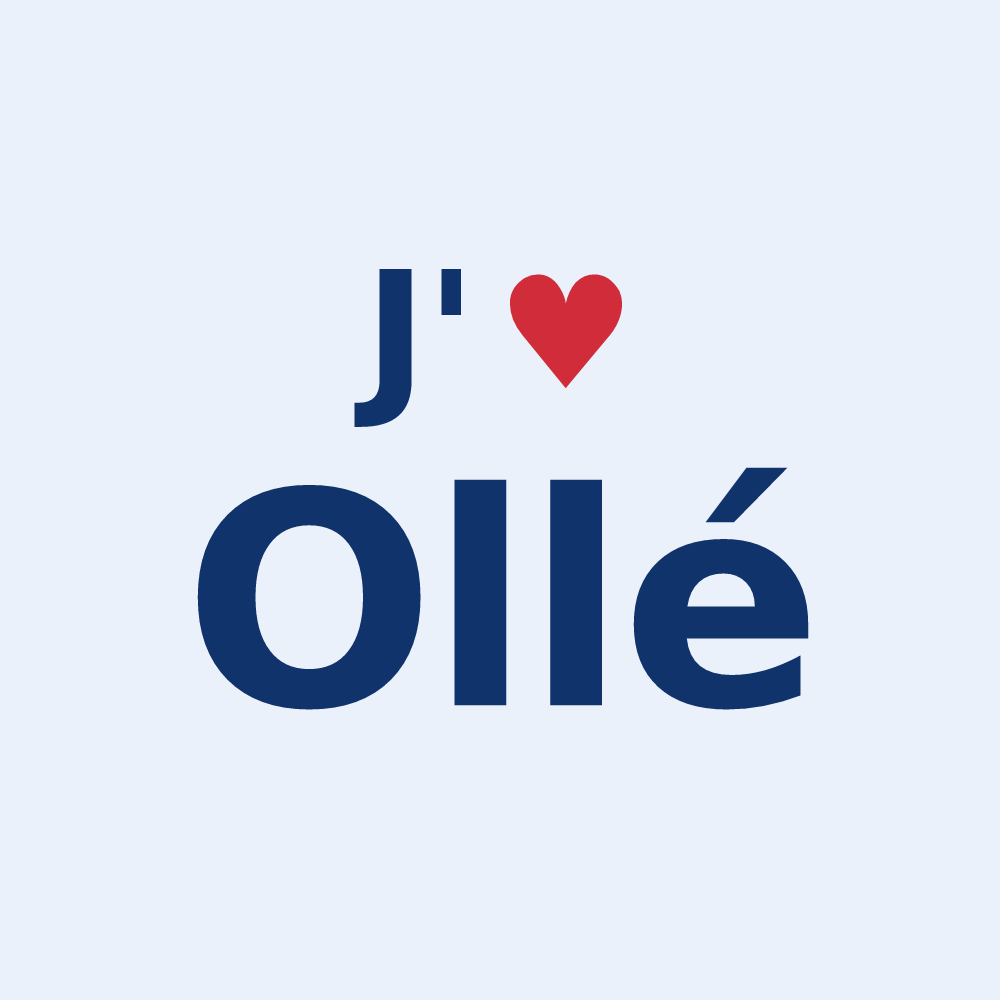 Sticker personnalisé Ollé — design « J'aime Ollé » imprimé sur le sticker