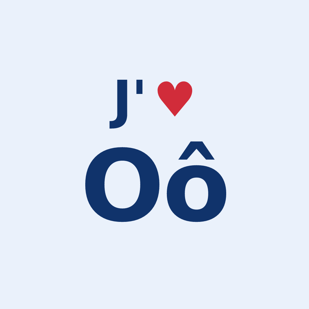 Sticker personnalisé Oô — design « J'aime Oô » imprimé sur le sticker