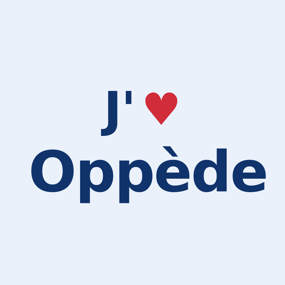 Sticker personnalisé Oppède — design « J'aime Oppède » imprimé sur le sticker