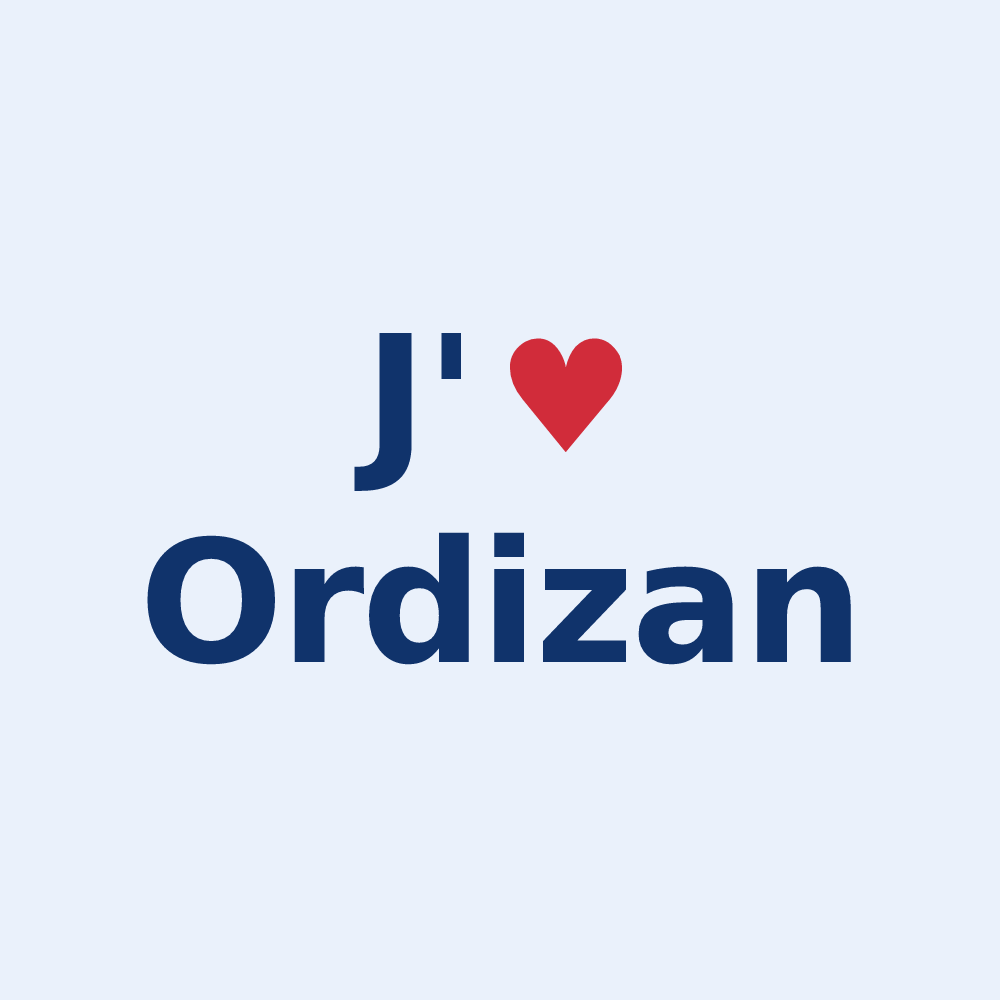 Sticker personnalisé Ordizan — design J'aime Ordizan