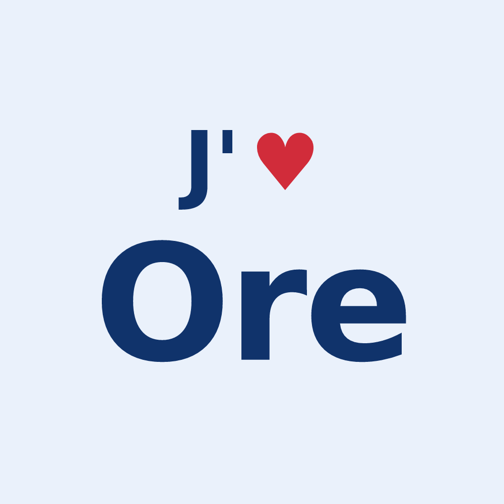 Sticker personnalisé Ore — design « J'aime Ore » imprimé sur le sticker