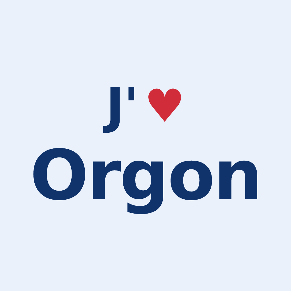 Sticker personnalisé Orgon — design « J'aime Orgon » imprimé sur le sticker