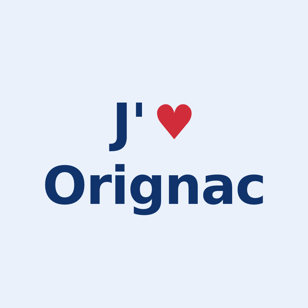 Sticker personnalisé Orignac — design « J'aime Orignac » imprimé sur le sticker